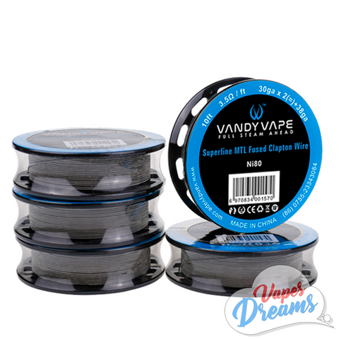 VandyVape Superfine MTL Fused Clapton Ni80 Wires 10ft